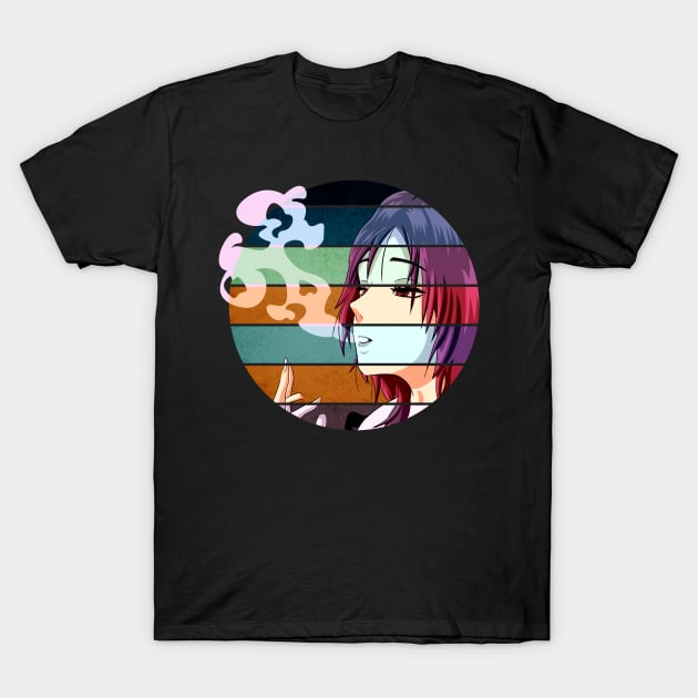 Retro & Vintage Circle Colors Sexy Anime Vaporwave Girl T-Shirt by designsenpai